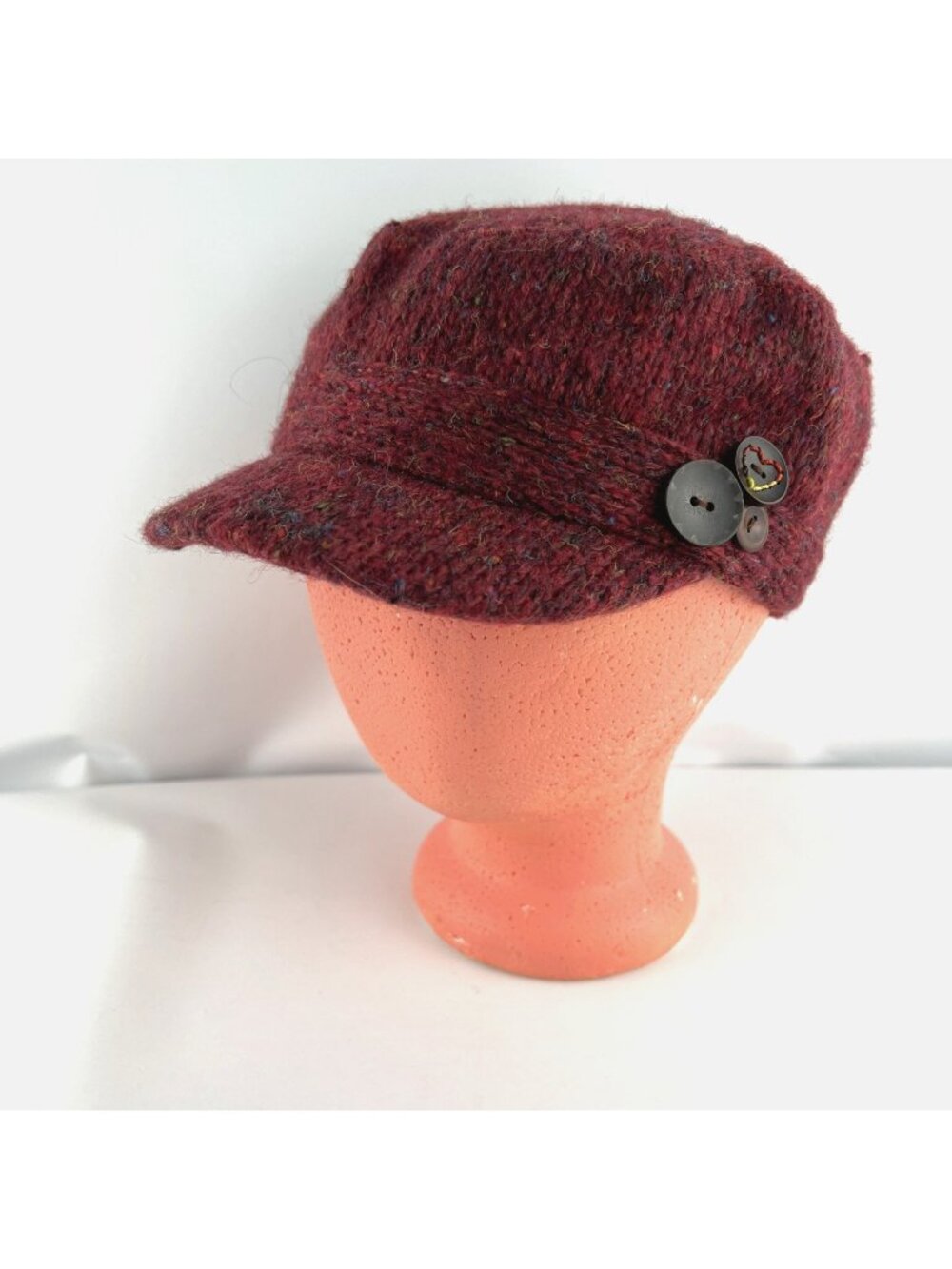D&Y Burgundy OSFM Newsboy Cap Knitted Hat  Visor One Size Fits Most Womens